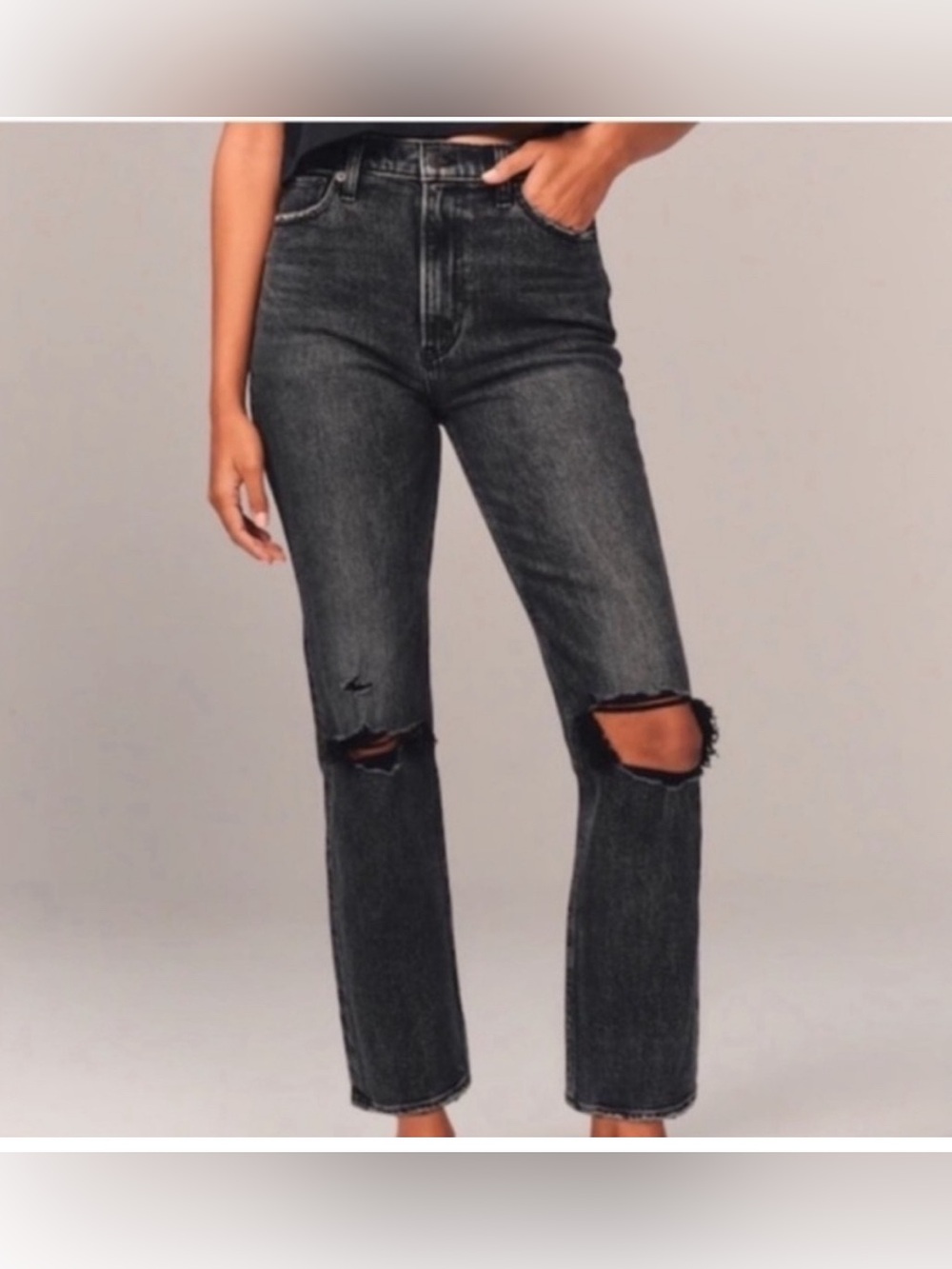 Abercrombie & Fitch Black Ultra Rise Ankle Jeans